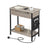 Narrow Nightstand - Wood - Rustic Brown and Black - Integrated Charging Station with USB Ports and Storage Bags