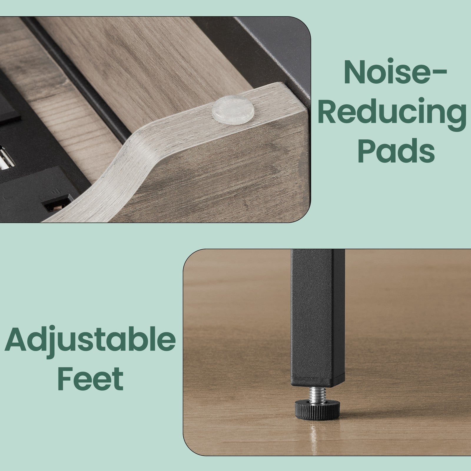 Narrow Nightstand - Wood - Rustic Brown and Black - Integrated Charging Station with USB Ports and Storage Bags