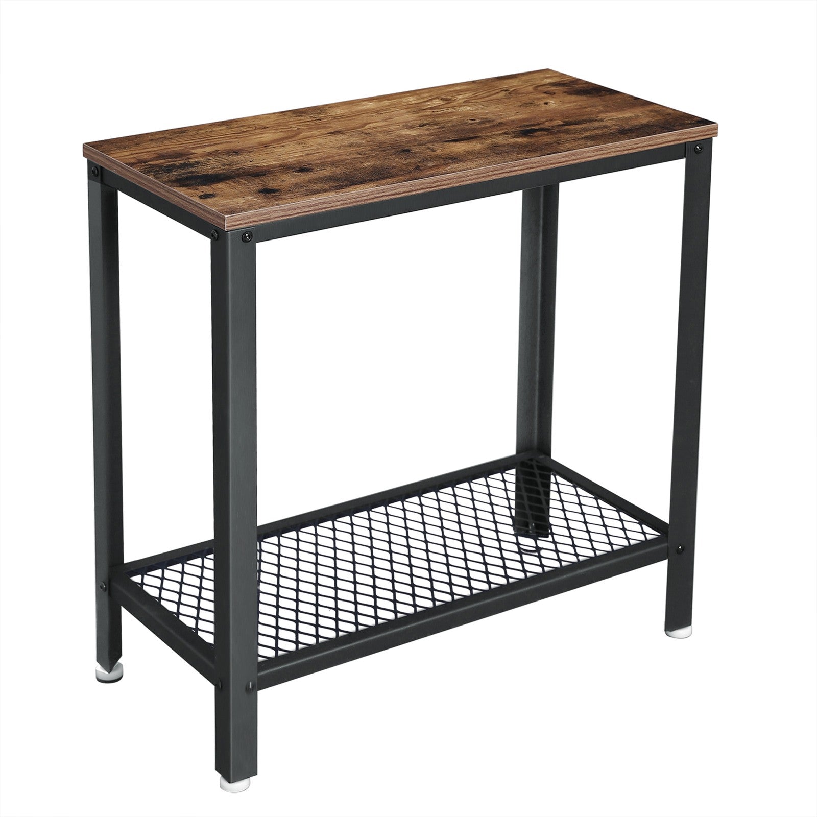 Narrow Side End Table - Iron - Rustic Brown