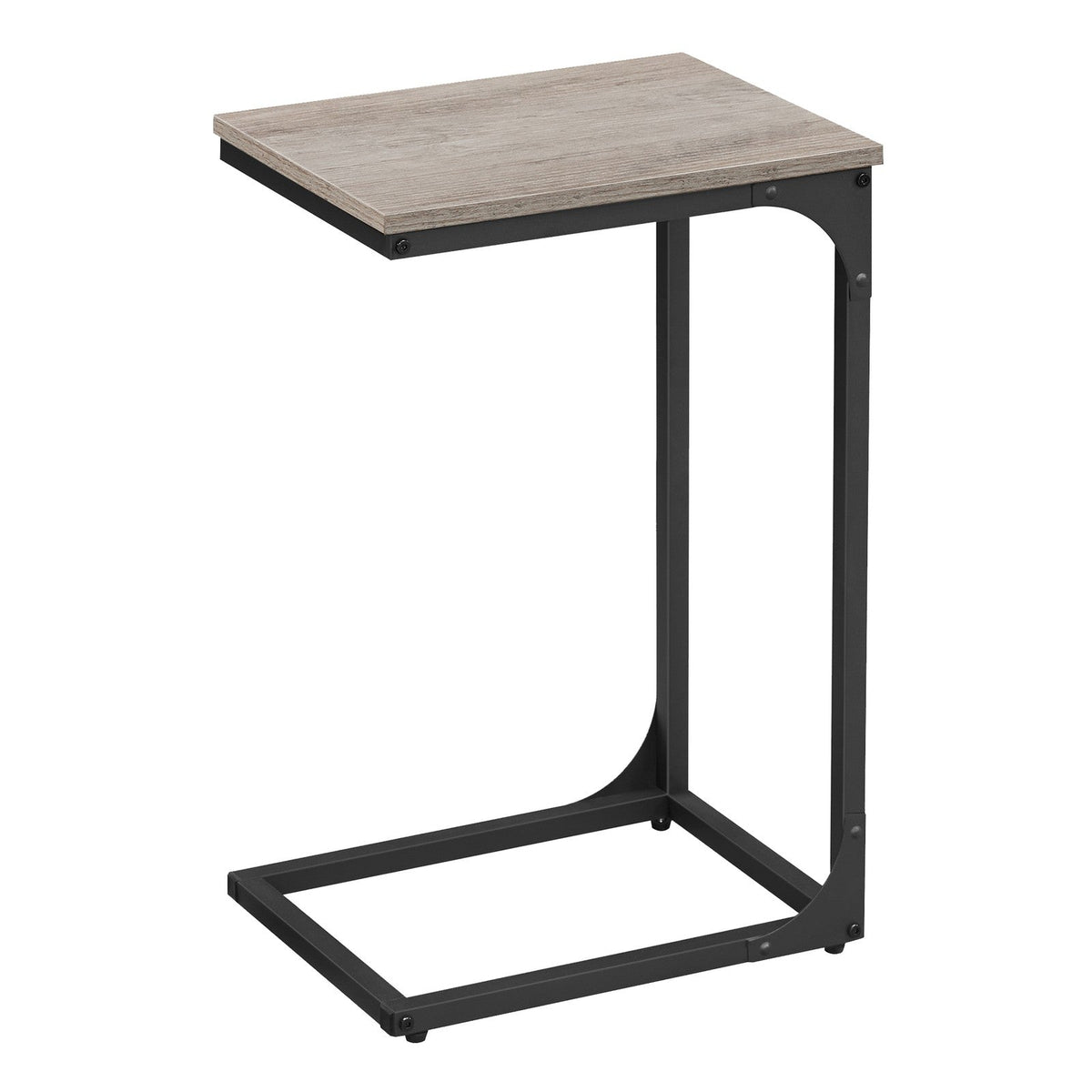 C-Shaped Sofa Table - Steel and Wood - Greige - with Metal Frame