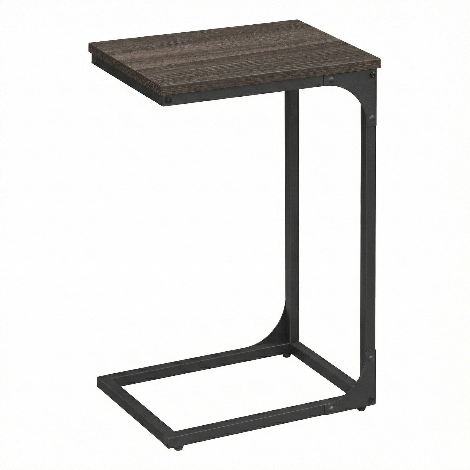 C-Shaped Sofa Table - Steel and Wood - Chestnut Brown