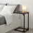 C-Shaped Sofa Table - Steel and Wood - Chestnut Brown