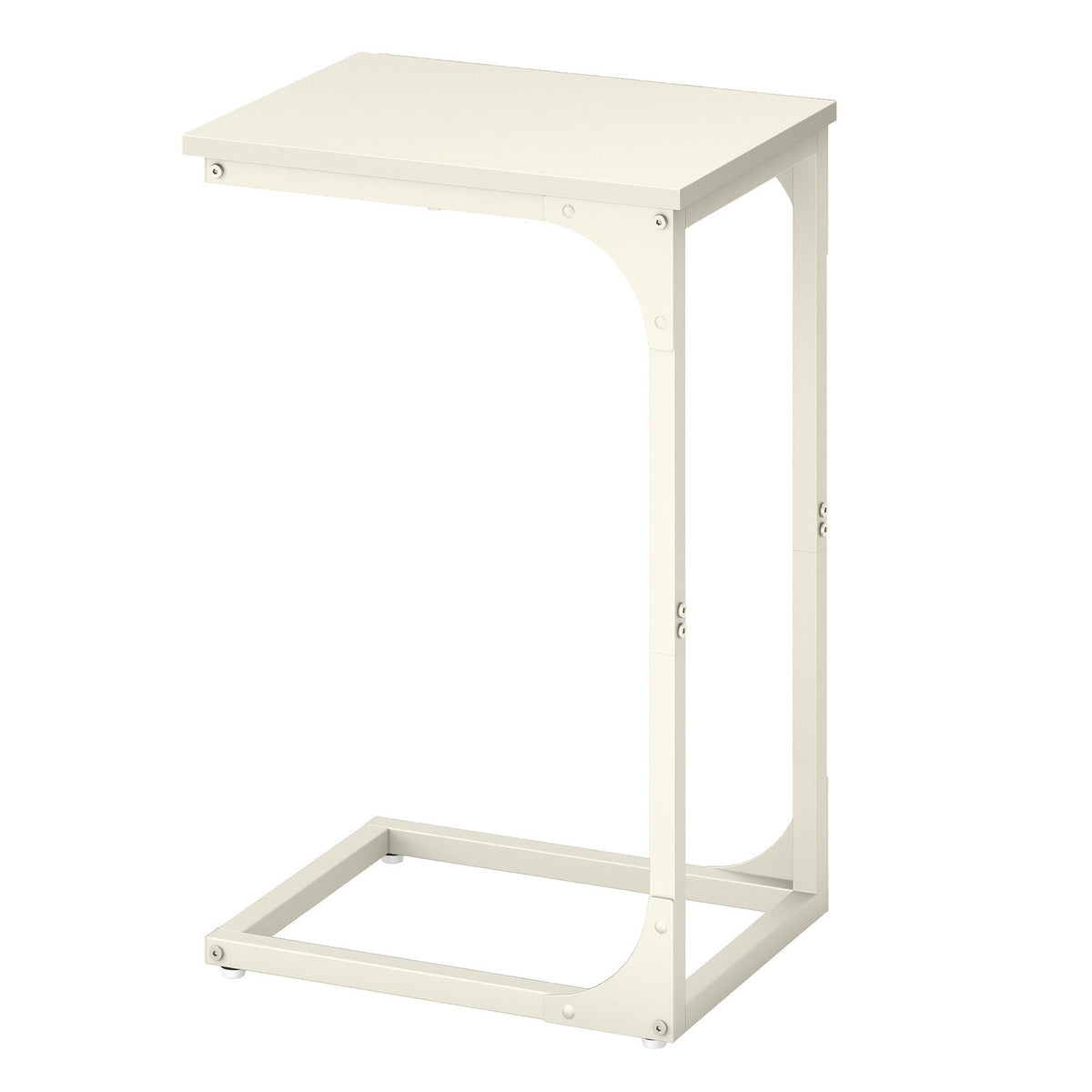 C-Shaped Sofa Table - Steel and Wood - White - with Metal Frame
