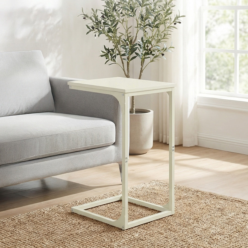 C-Shaped Sofa Table - Steel and Wood