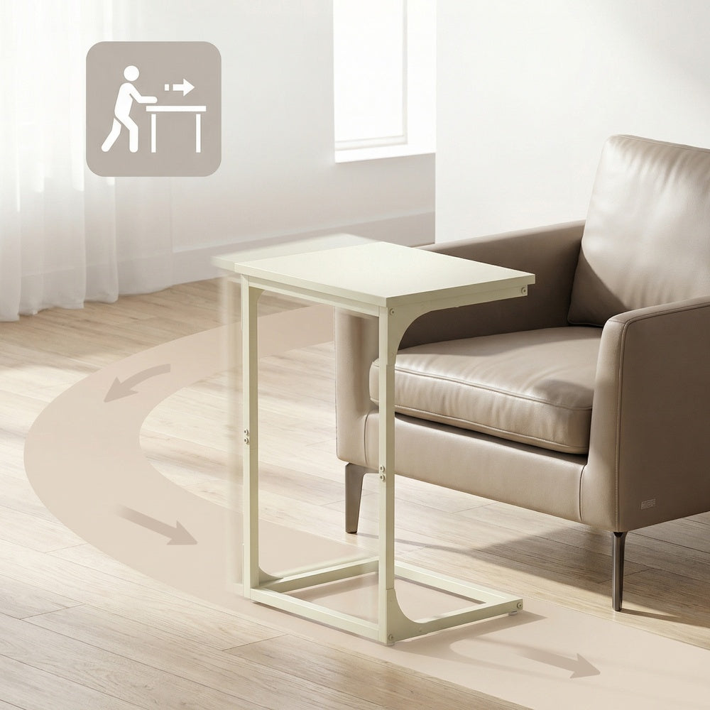 C-Shaped Sofa Table - Steel and Wood