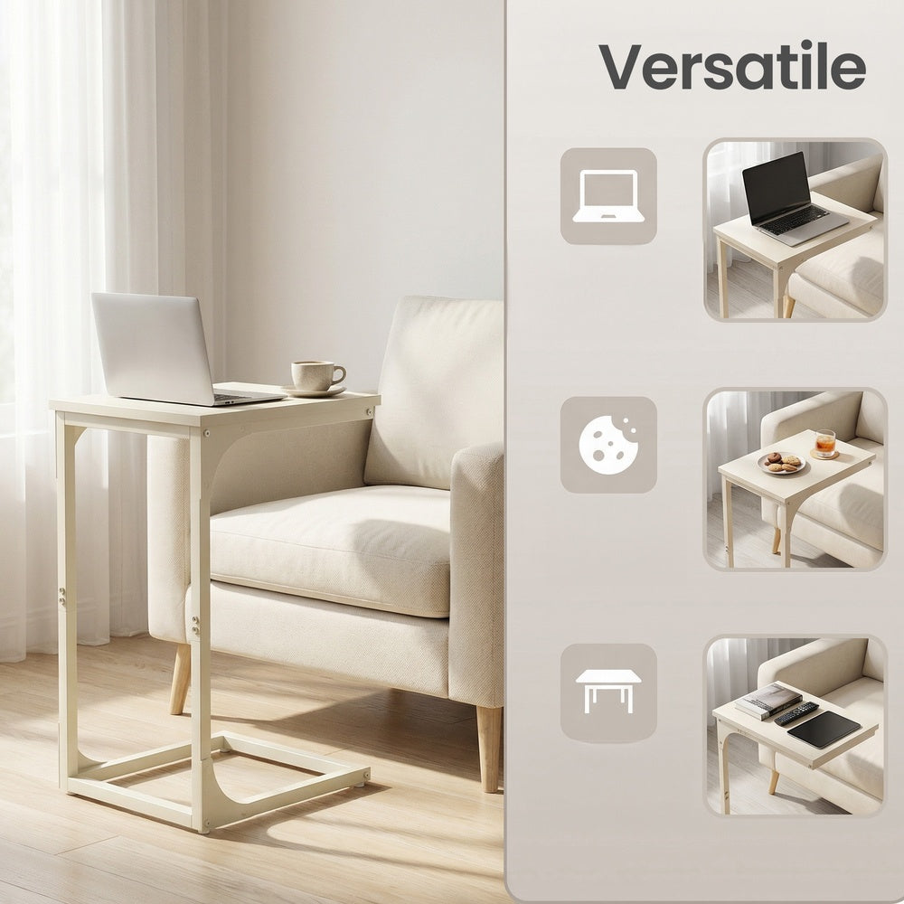 C-Shaped Sofa Table - Steel and Wood