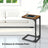 C-Shaped Sofa Table - Metal Frame - Rustic Brown and Black - Versatile End Table for Living Room and Bedroom