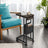 C-Shaped Side Table - Wood - Ebony Black - Features Fabric Storage Bag and Swivel Castors