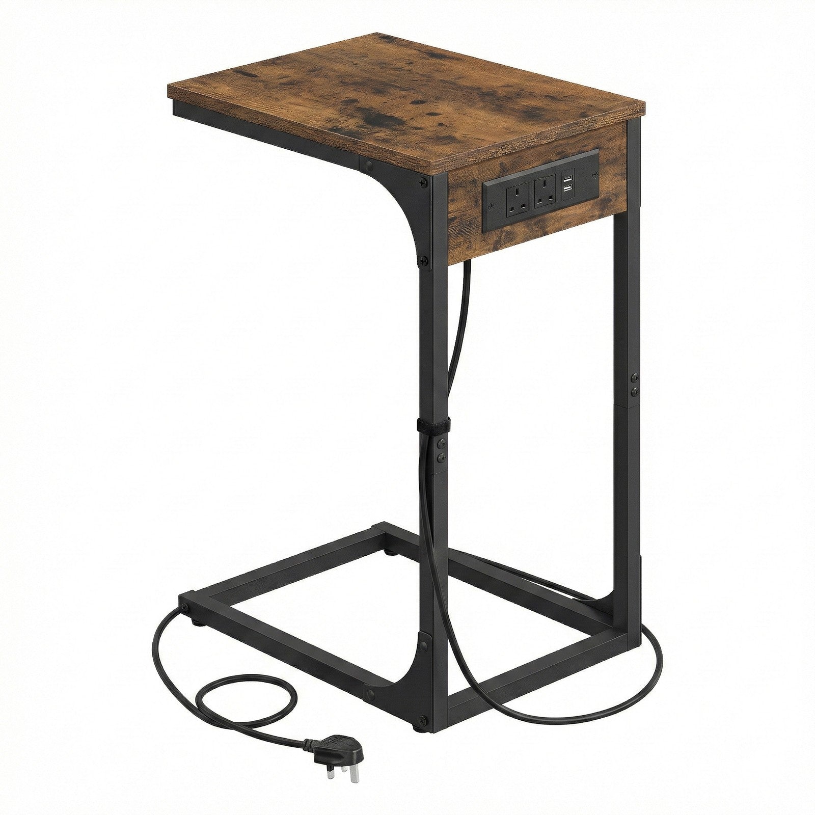 C-Shaped Side Table - 30L - Particleboard - 2 USB Ports