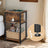 Slim Side Table - Wood - Rustic Brown and Black - Features Charging Station with 2 AC Outlets and 2 USB Outlets