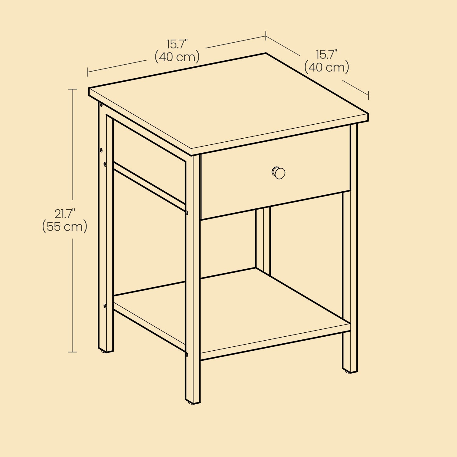 Nightstand - Metal - Rustic Brown