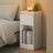 Nightstand - Wood - Cloud White - Slim Design with Charging Station and LED Light
