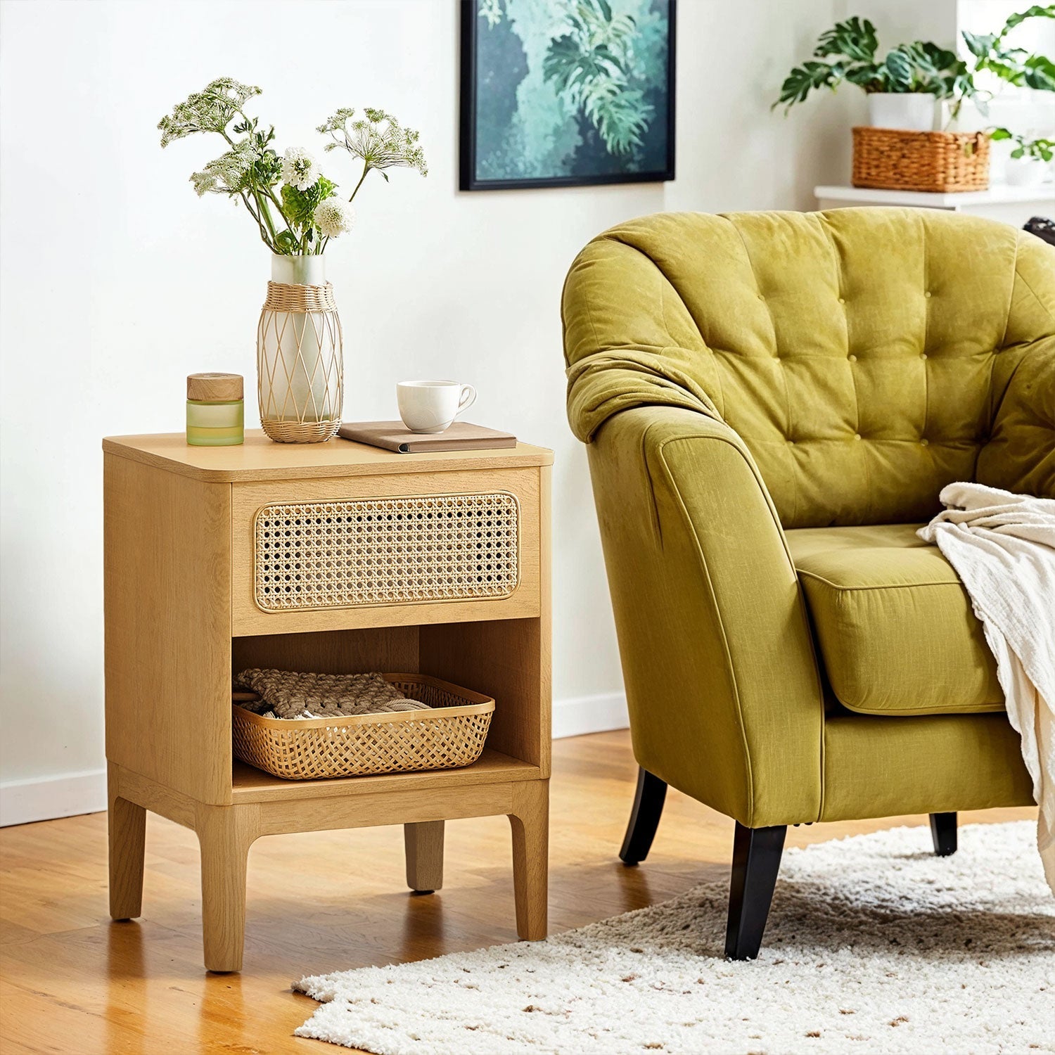 Rattan Side Table - Natural