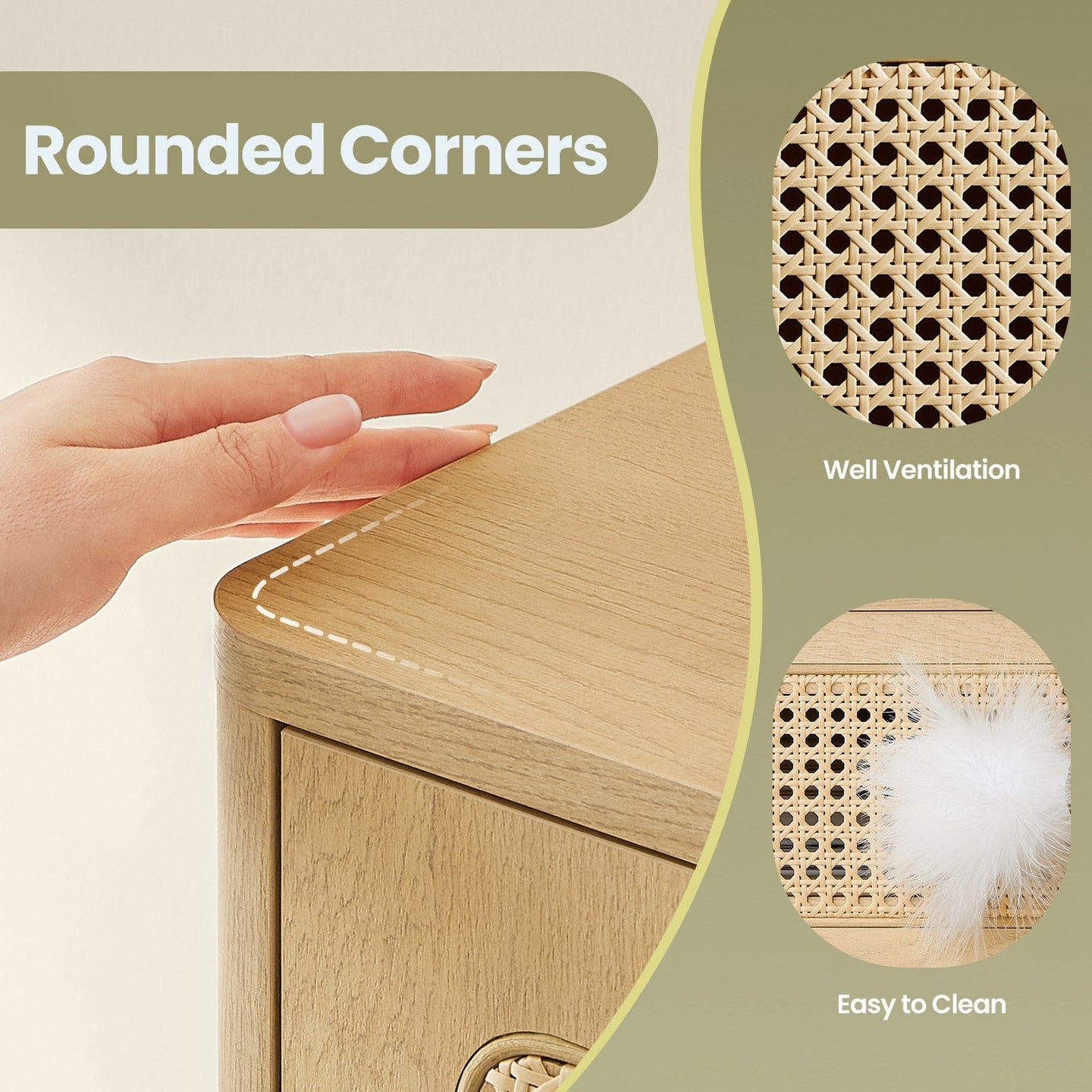 Rattan Side Table - Natural