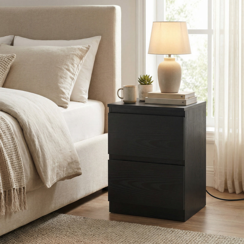 Nightstand with Charging Station - 35L - Particleboard - 2 AC Outlets