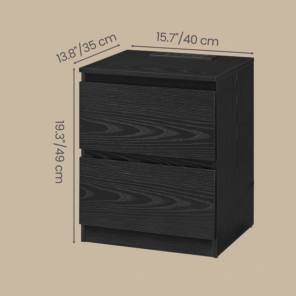 Nightstand with Charging Station - 35L - Particleboard - 2 AC Outlets
