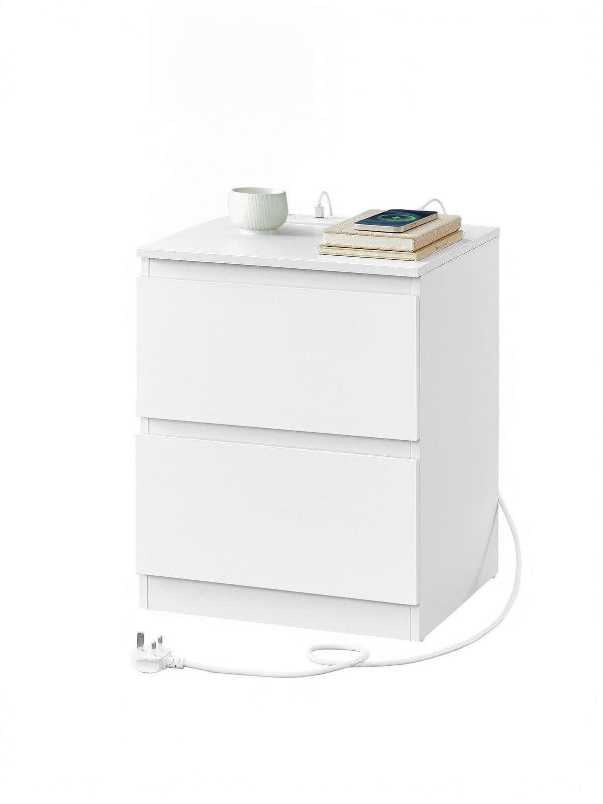 Nightstand with Charging Station - 19L - Particleboard - 2 AC Outlets