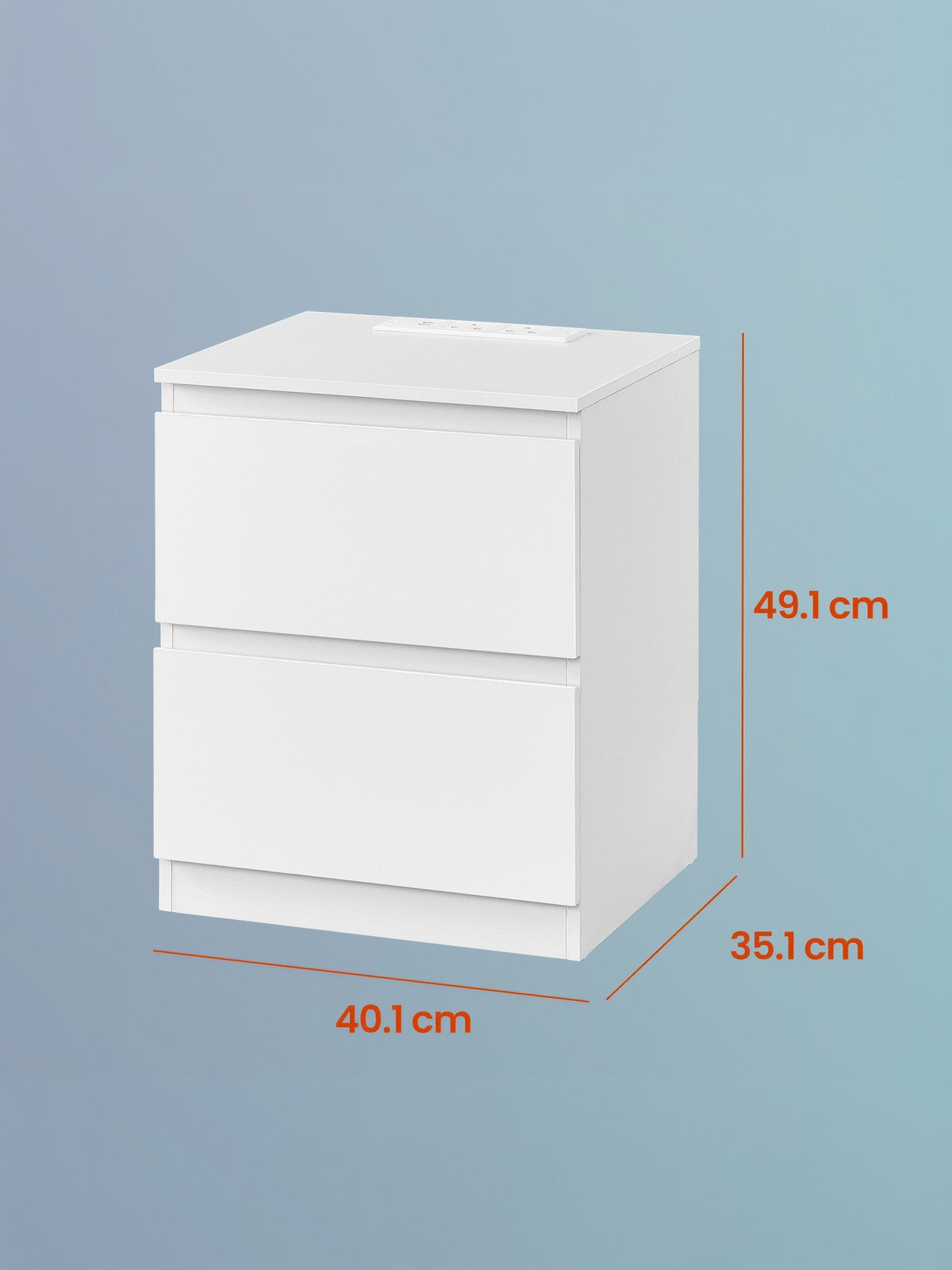 Nightstand with Charging Station - 19L - Particleboard - 2 AC Outlets