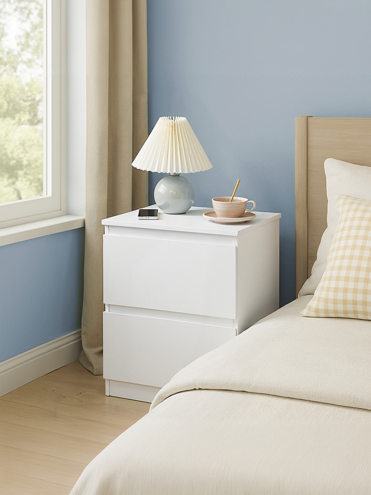 Nightstand with Charging Station - 19L - Particleboard - 2 AC Outlets