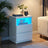 Bedside Table - Wood - White - Adjustable LED Light with Drawers