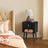 Bedside Table - Solid Wood - Ebony Black - Storage Drawer and Open Shelf