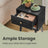 Bedside Table - Solid Wood - Ebony Black - Storage Drawer and Open Shelf