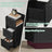 Narrow Side Table - Wood - Black - 2 Drawers and Open Compartment for Flexible Storage