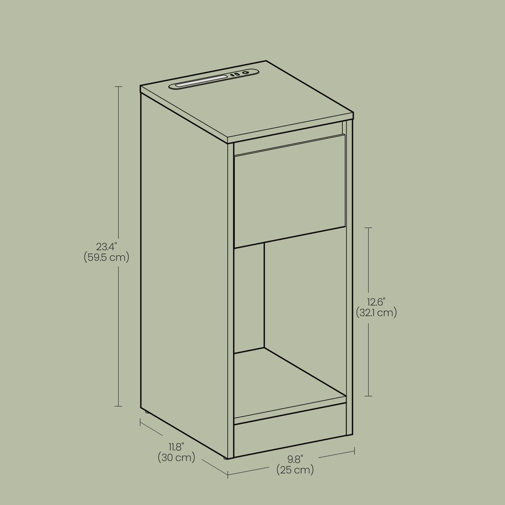 Nightstands - Particleboard and MDF - Black - with Power Outlets