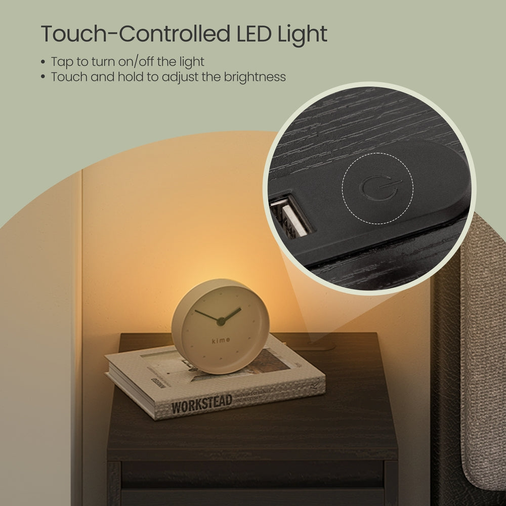 Nightstands - Particleboard and MDF - Black - with Power Outlets