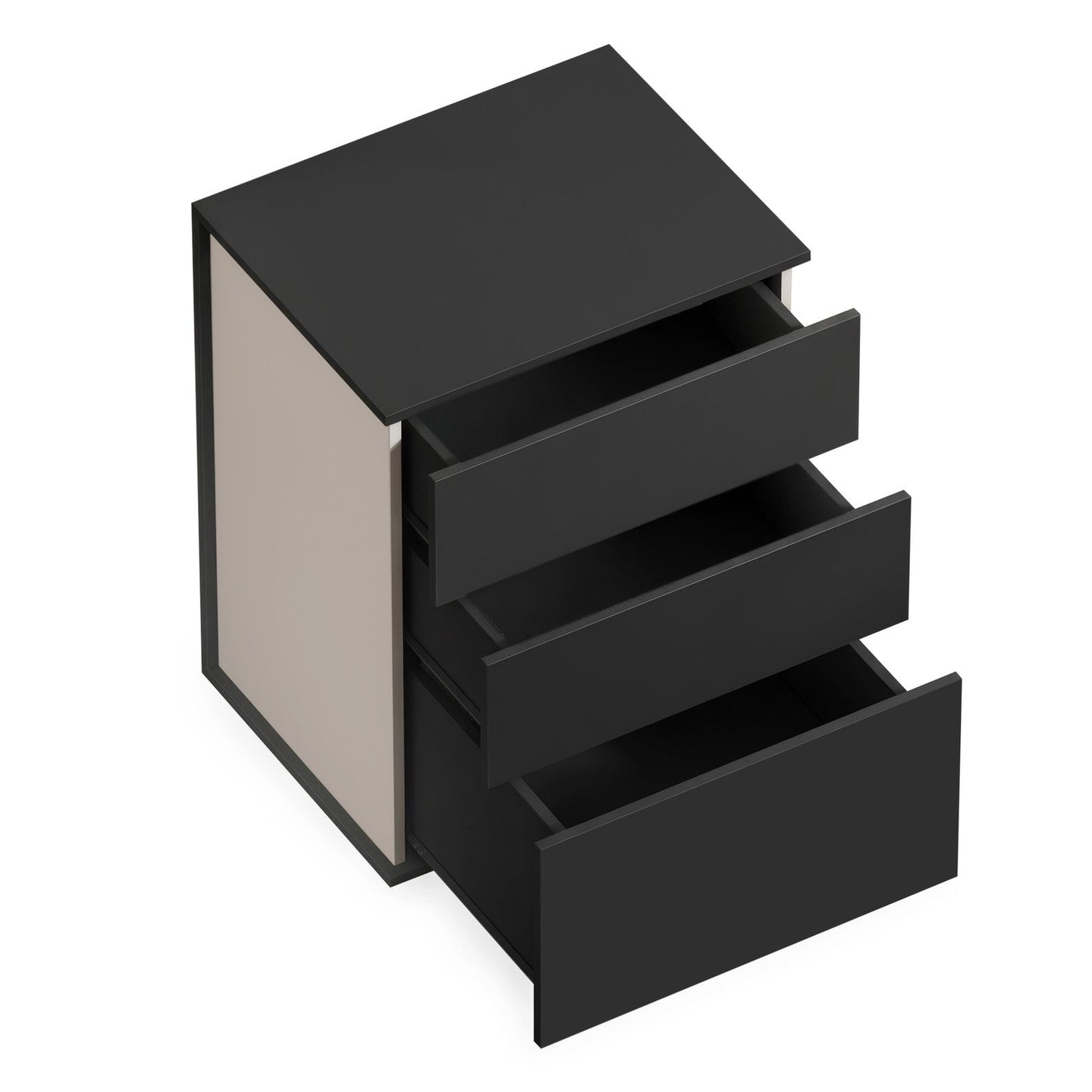 Nightstand - MDF - Matte White - 3 Storage Drawers