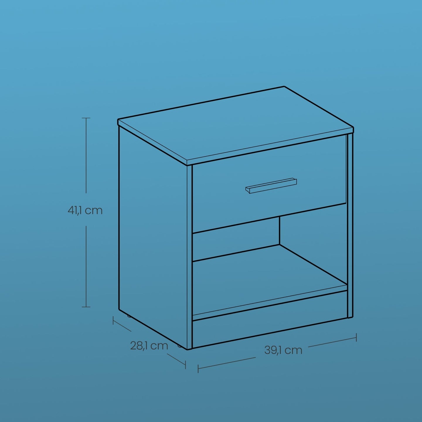 Nightstands - Wood - Brown - Set of 2 with Drawer and Open Compartment