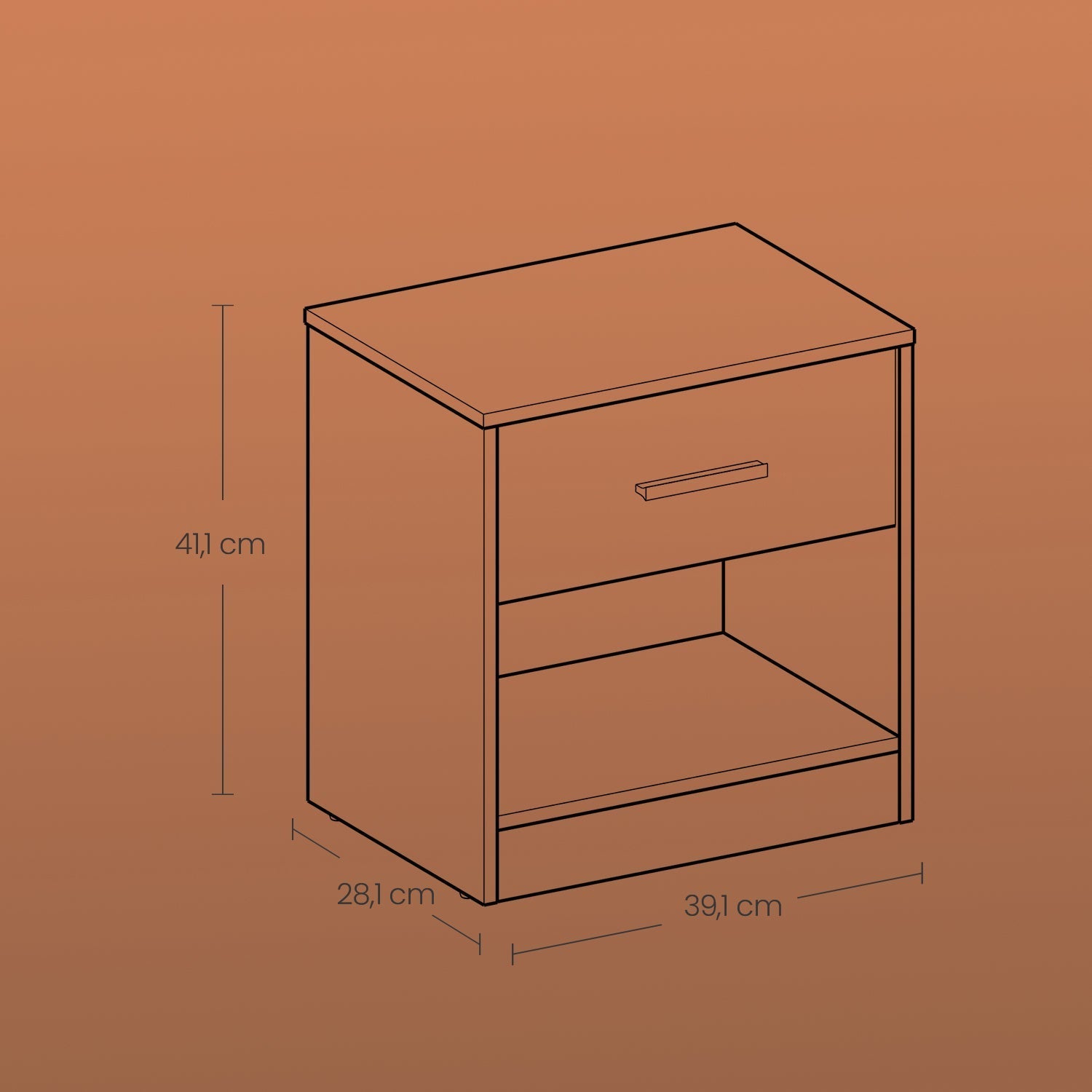 Nightstands - Wood - Black - Set of 2 with Drawer and Shelf