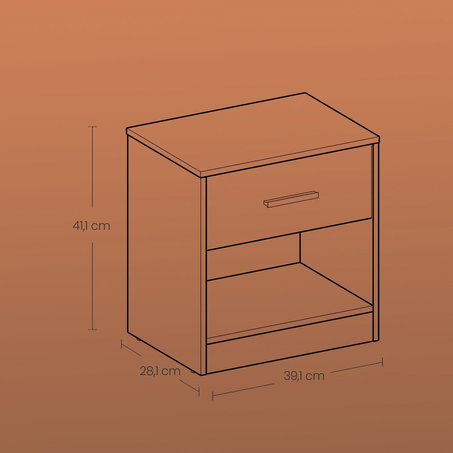 Nightstands - Wood - Black - Set of 2 with Drawer and Shelf
