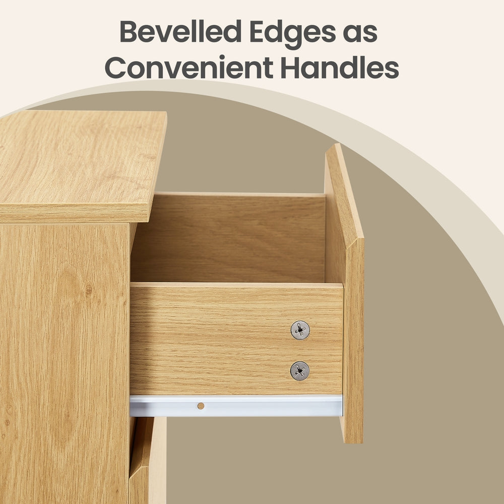 Set of 2 Nightstands - 28L - Particleboard - Built-in Charging Station