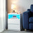 Set of 2 Nightstands - Wood - White - with Adjustable LED Light and Drawers