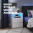 Set of 2 Nightstands - Wood - White - with Adjustable LED Light and Drawers