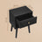 Nightstands Set of 2 - Solid Wood - Ebony Black - Storage Drawer and Open Shelf