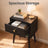 Nightstands Set of 2 - Solid Wood - Ebony Black - Storage Drawer and Open Shelf