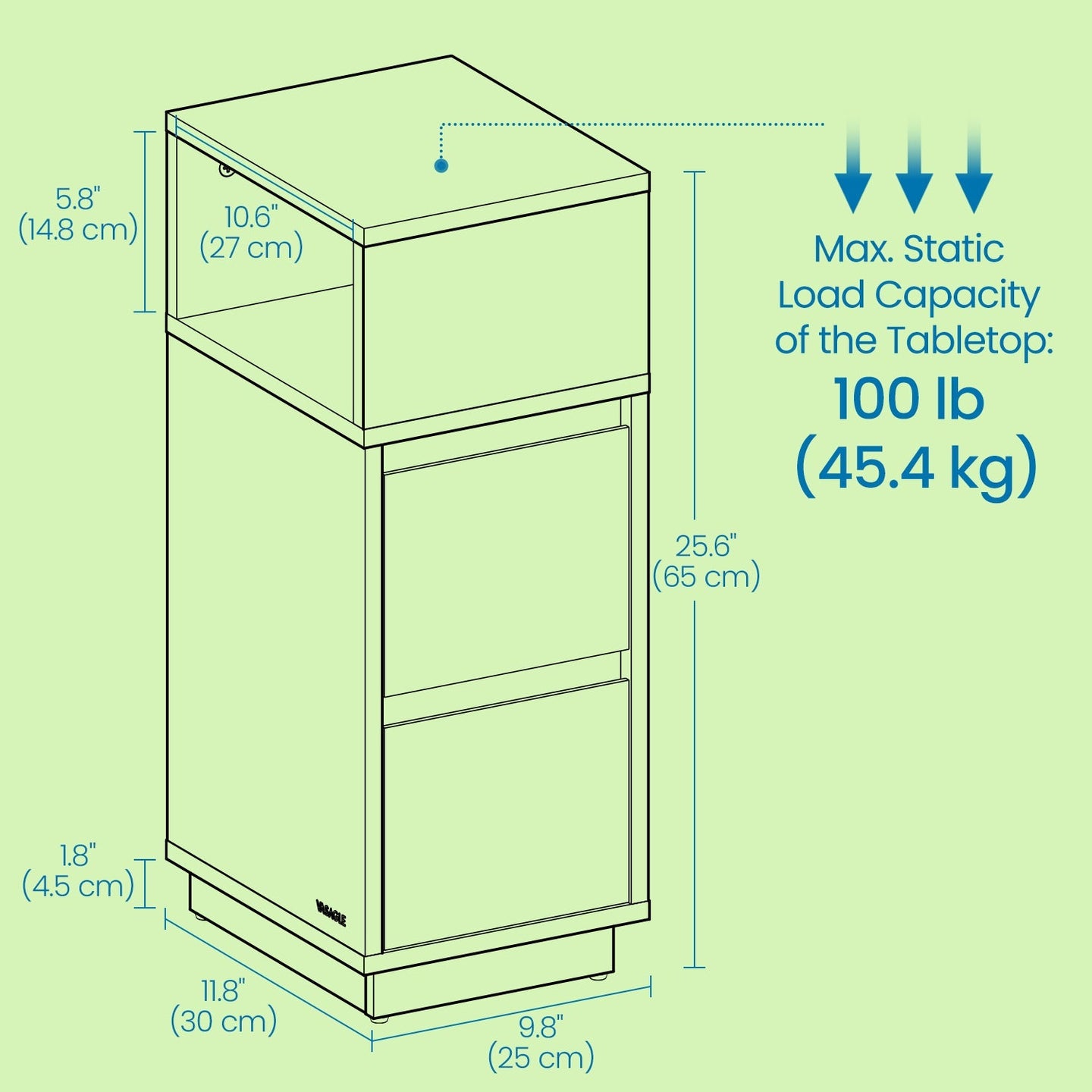 Set of 2 Narrow Side Tables - Wood - Beige - Slim Design with 2 Drawers and 1 Open Compartment
