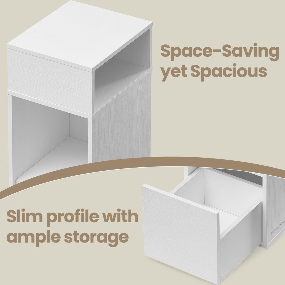 Set of 2 Bedside Tables - 30L - Particleboard Frame - Superfast Toolless Assembly