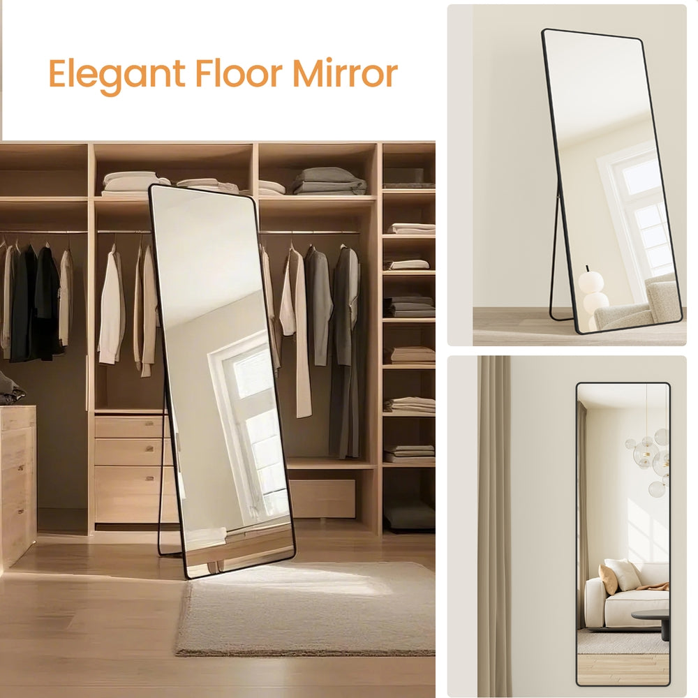 Full Length Mirror - 63"L x 20"W - Tempered Glass - Aluminium Alloy Frame