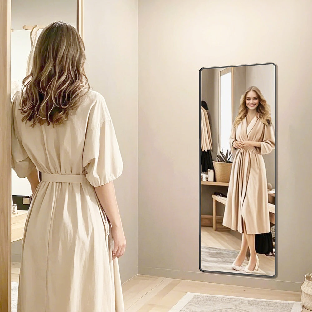 Full Length Mirror - 63"L x 20"W - Tempered Glass - Aluminium Alloy Frame