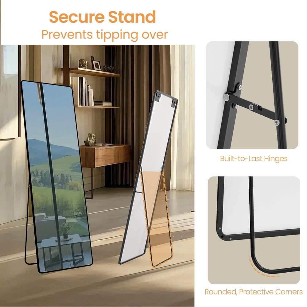 Full Length Mirror - 63"L x 20"W - Tempered Glass - Aluminium Alloy Frame