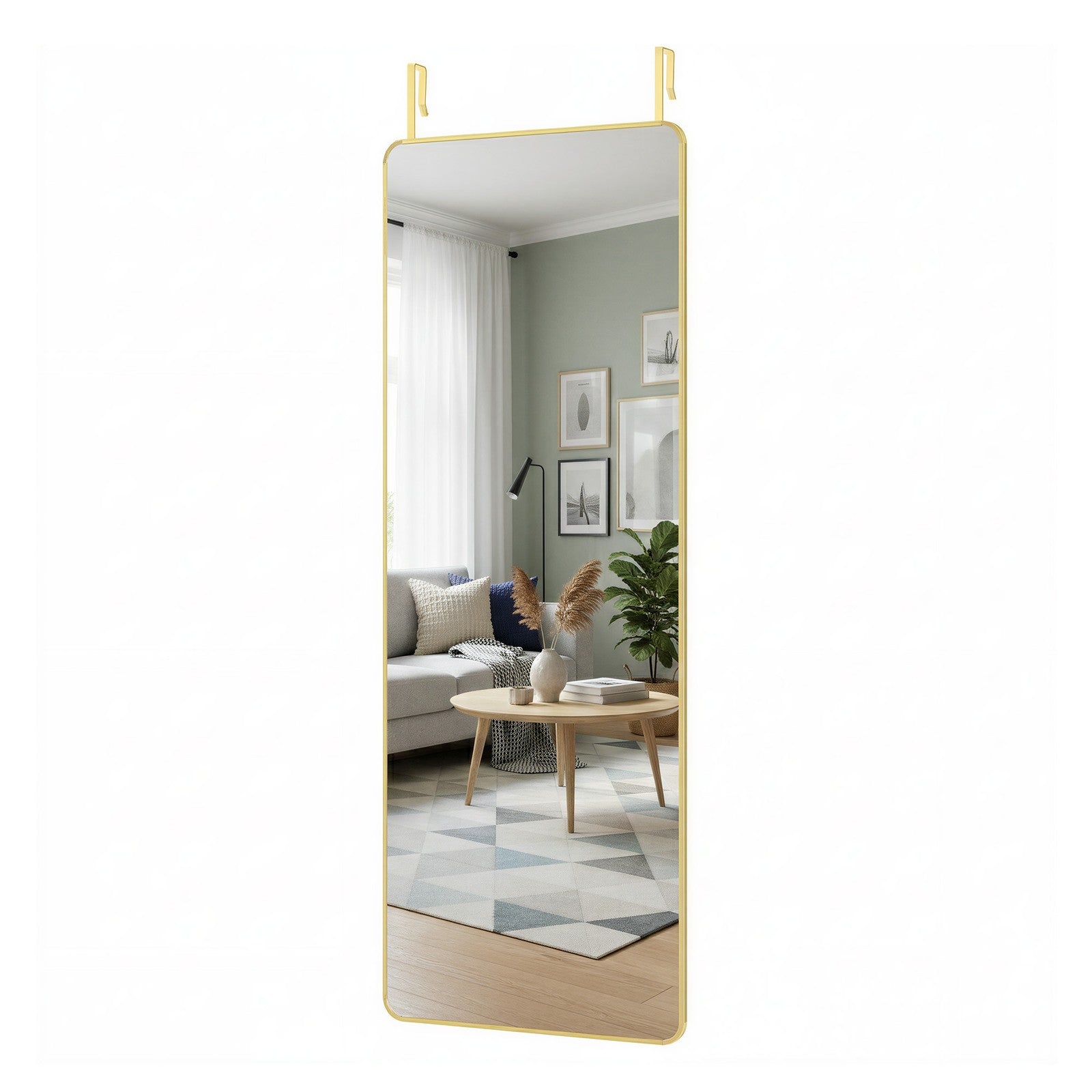 Full Length Wall Mirror - Tempered glass and aluminum alloy - Gold