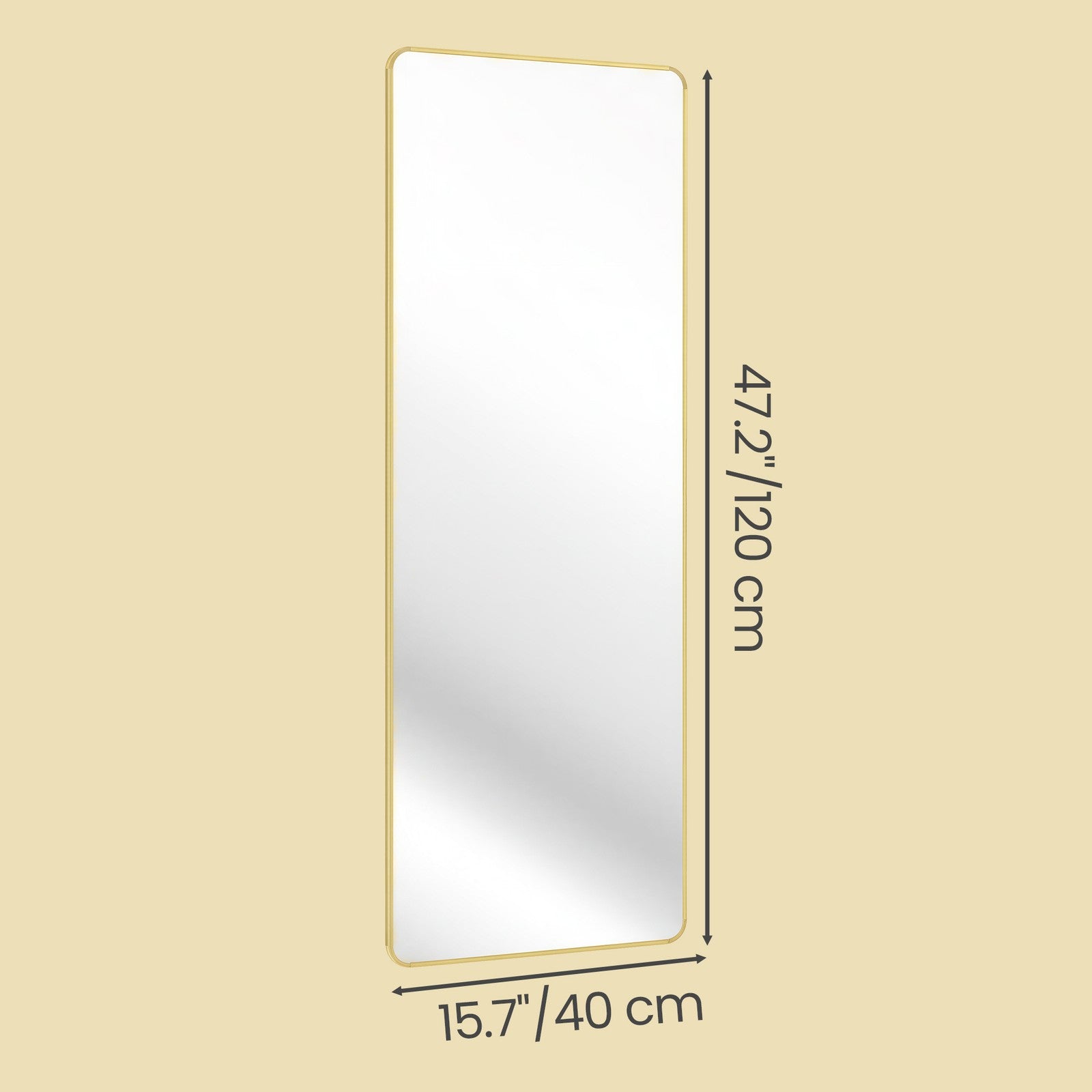 Full Length Wall Mirror - Tempered glass and aluminum alloy - Gold