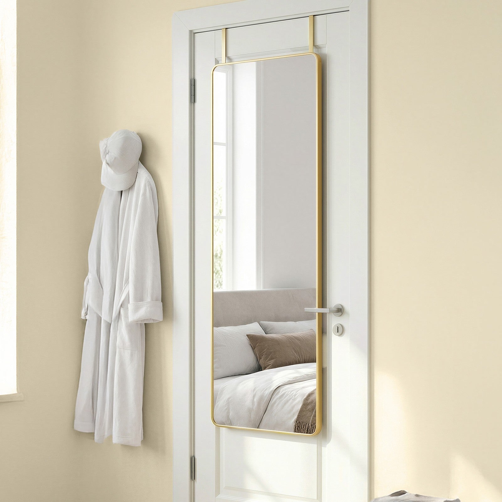 Full Length Wall Mirror - Tempered glass and aluminum alloy - Gold