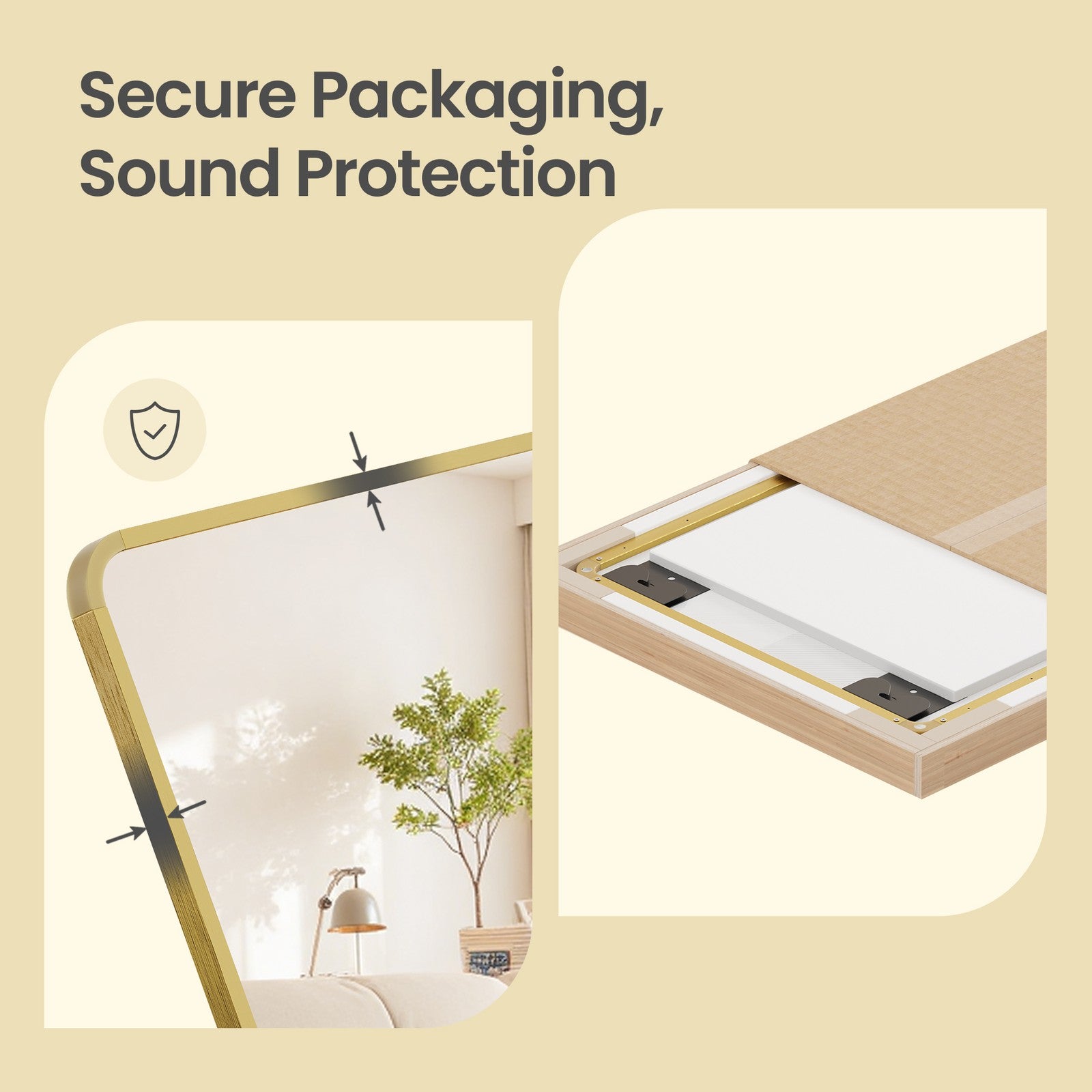 Full Length Wall Mirror - Tempered glass and aluminum alloy - Gold