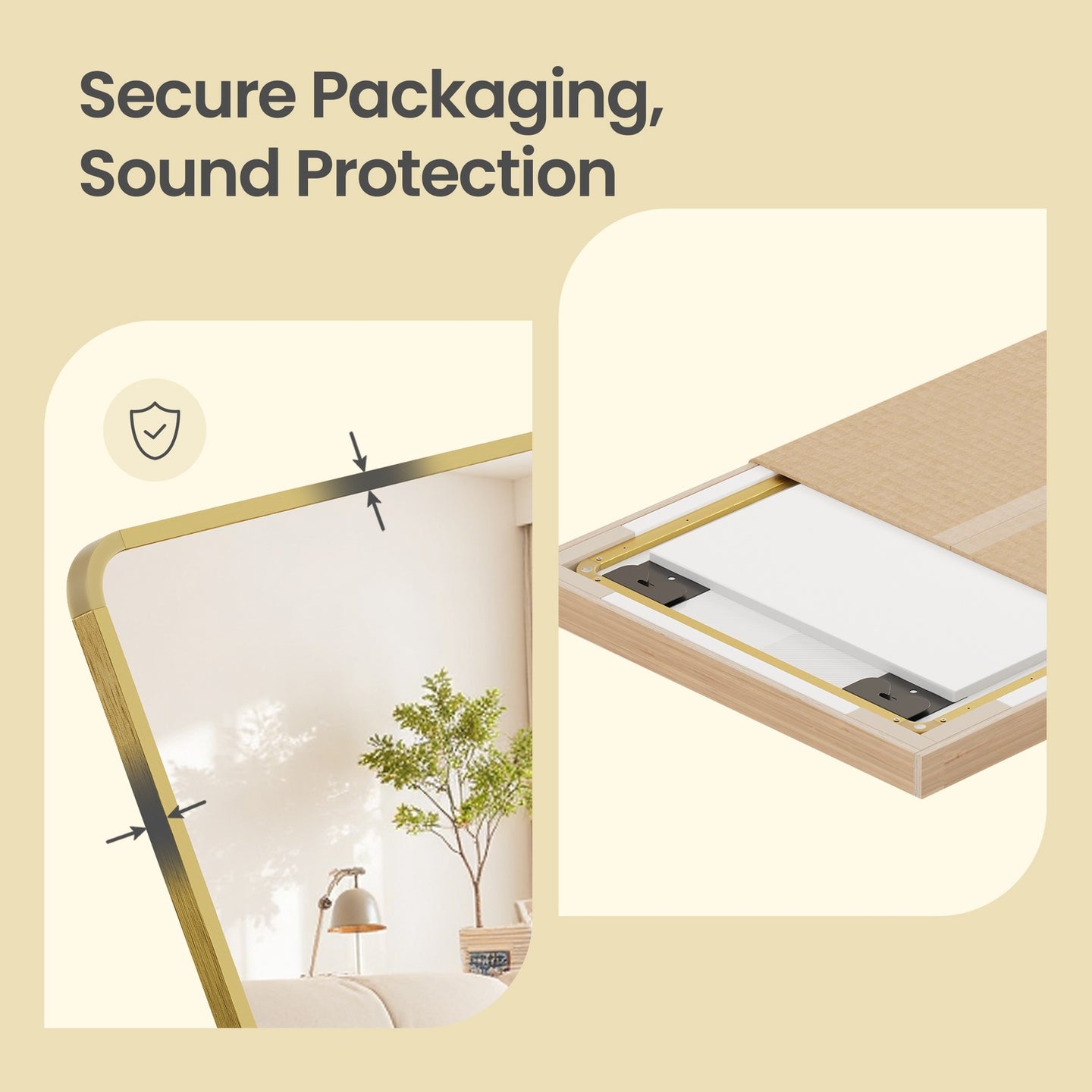 Full Length Wall Mirror - Tempered glass and aluminum alloy - Gold