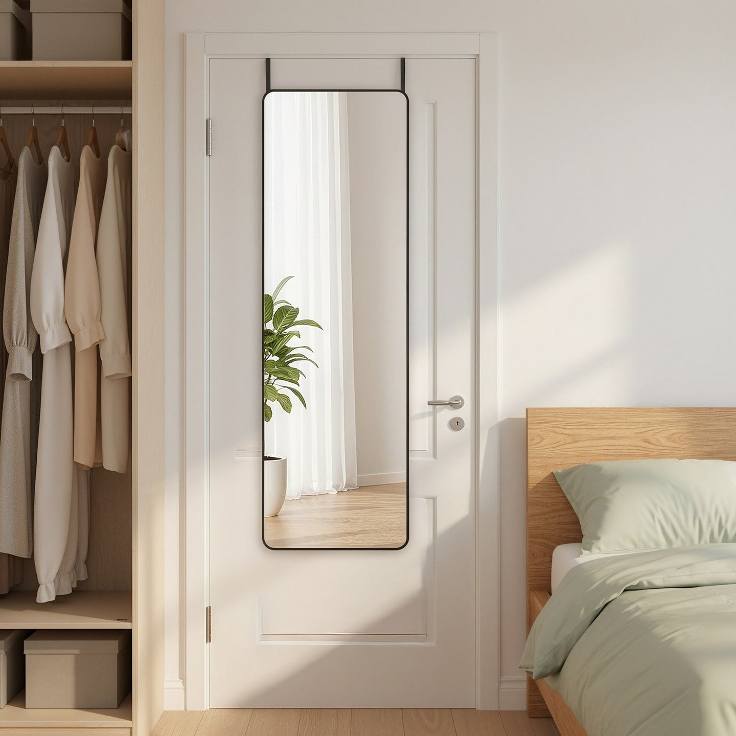 Full-Length Mirror - Tempered Glass - Ink Black - Rectangular Design