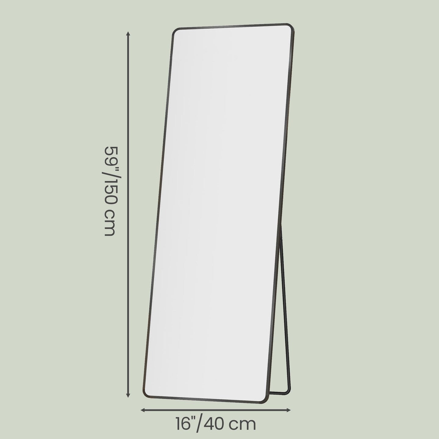 Standing Dressing Mirror - 160x50 - Tempered Glass - Aluminium Frame